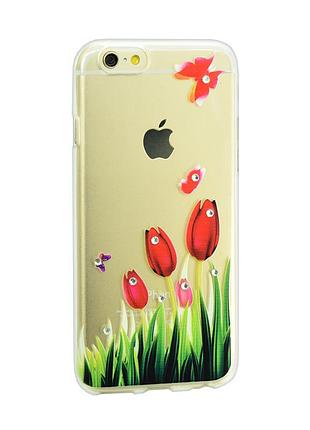 Чехол для телефона samsung j3/j330 (2017) silicone lucent diamond tulips (red)