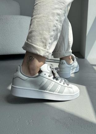 Адідас кампус білі ad. pink 00s white/grey leather