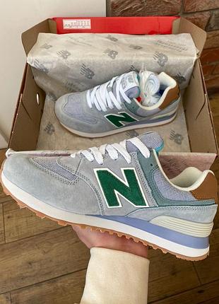 Женские кроссовки new balance 574 blue green