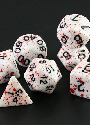 Белые кубики для игры d&d dice dungeons & dragons подземелья и драконы декстер кровь dexter d20 днд набор кубиков dnd