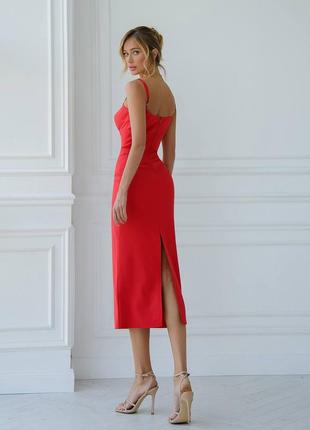Женское платье футляр с вырезом, платье миди, базовое, прямое, классическое, премиум, без принта, однотонное, из костюмной ткани, корсетное платье10 фото