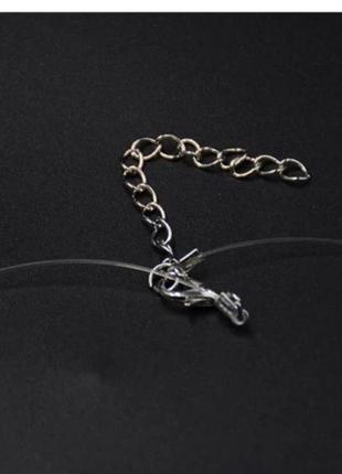 Чокер кулон серебро сияющий камушок на силиконовой нитке застежка цепочка2 фото