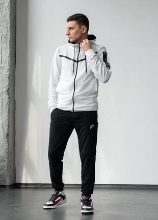 Футболка в подарок ! подростковый спортивный костюм мужской в стиле nike tech fleece черно-белый7 фото