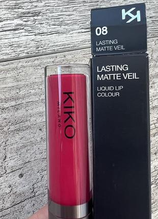 Стойкая жидкая помада lasting matte veil 08 kiko milano