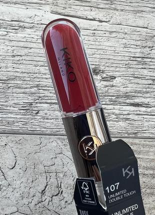 Стійка рідка подвійна помада unlimited double touch 107 kiko milano