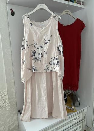 Нарядное льняное платье батал marks & spencer