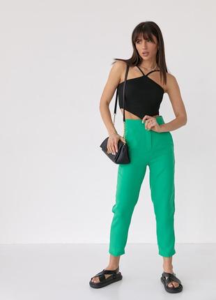 Класичні штани зі стрілками perry — зелений колір, s (є розміри)3 фото