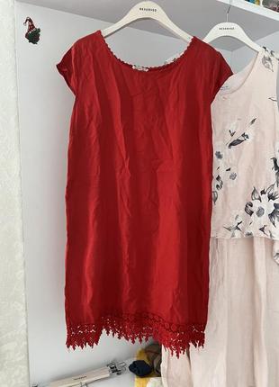 Красное льняное платье asos