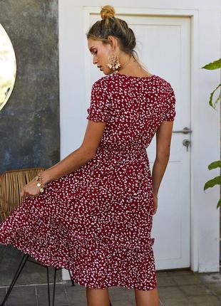 Легкое красное платье с цветочным принтом shein2 фото