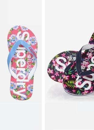 Вьетнамки шлепки сланцы superdry япония яркий цветочный принт р. 38-39