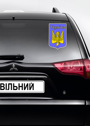 Наклейка кольорова вінілова самоклейна декоративна на автомобіль «герб україни. сокіл. україна»