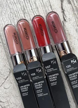 Стійка рідка подвійна помада unlimited double touch kiko milano