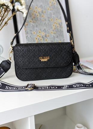 Женская сумка guess гесс клатч  через плечо черная стегна