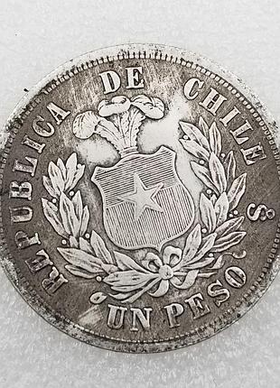Сувенир монета 1 песо чили 1881 года