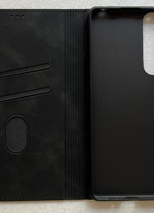 Sony xperia 1 mark iv чохол-книжка чорний, високоякісна штучна шкіра, слоти для кредитних карток