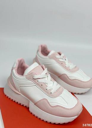 Повсякденні кросівки на підвищеній підошві білі рожеві розпродаж