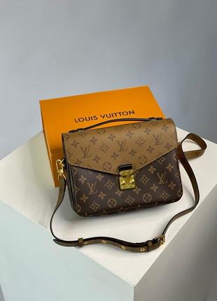 Кожаная сумка louis vuitton pochette metis shoulder bag brown leather monogram5 фото