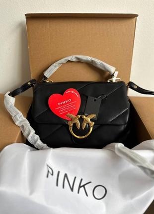 Сумка клатч premium 1:1 pinko black quilted leather love mini puff staples
