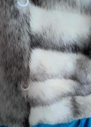 Шуба braschi біла поперечка цільна природна норка крестовка з капюшоном4 фото