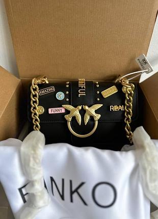 Сумка клатч premium 1:1 pinko black quilted leather love mini puff staples