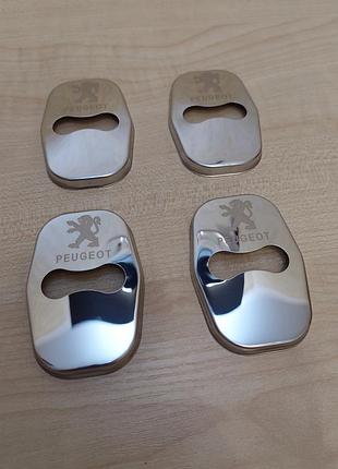 Хром накладки на петли замков дверей автомобиля с логотипом peugeot