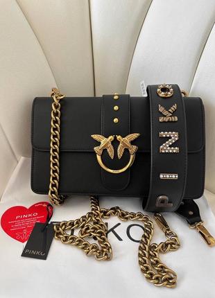 Сумка клатч premium 1:1 pinko black quilted leather love mini puff staples