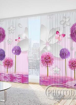 Фото шторы "цветы и бабочки " - любой размер. читаем описание!