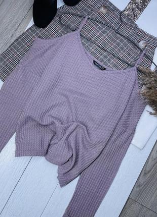 Бузковий легкий джемпер shein m s oversize джемпер з відкритими плечами легка кофта вафельна