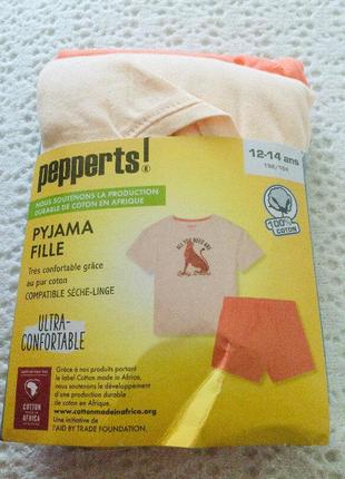 Pepperts. нижняя. летний комплект или пижама с леопардом. футболка и шортики. новый, яркий.  1