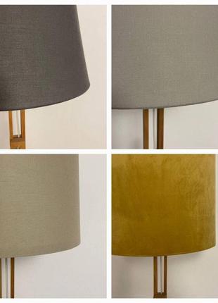 Торшер напольный на деревянном основании с цилиндрическим абажуром, 130 - 200 см