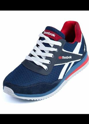 Летние мужские кроссовки с логотипом reebok натуральная замша/текстиль6 фото