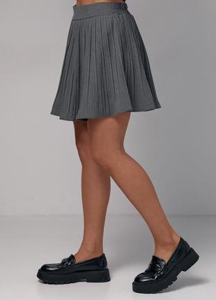 Короткая юбка плиссе - темно-серый цвет, m (есть размеры)5 фото