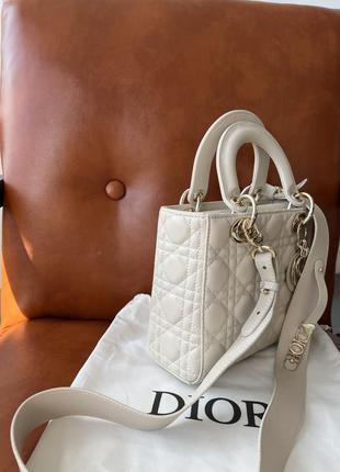 👜 christian dior small lady dior bag cream4 фото