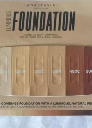 Набір / палетка пробників тонального крему anastasia beverly hills luminous foundation