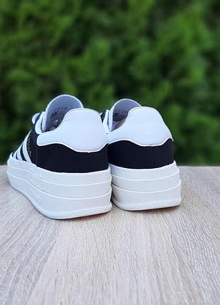Кроссовки adidas gazelle bold черные на белой 2