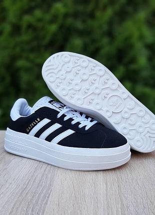 Кроссовки adidas gazelle bold черные на белой 10