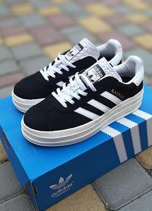 Кроссовки adidas gazelle bold черные на белой 7