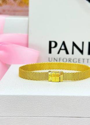 Срібний браслет reflexions в позолоті shine пандора pandora