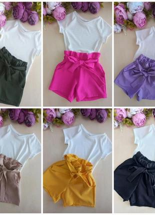 Летний комплект для девочки: футболка и шорты