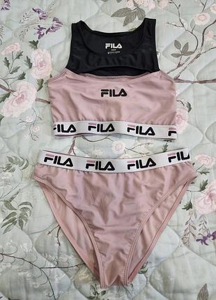 Купальник fila раздельный розовый черный женский