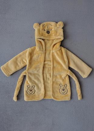Халат махровый венни пух мишка детский для малышей новорожденных disney