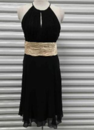 Винтажное платье, шелковое платье в стиле ретро, черное с деталями цвета слоновой кости1 фото