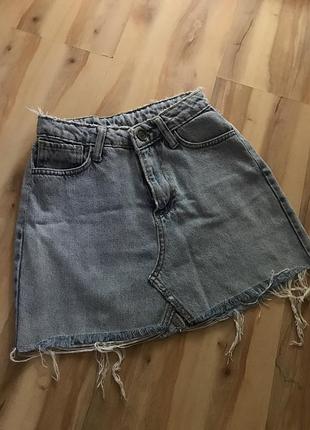 Стильная джинсовая мини юбка юбочка размер xs s