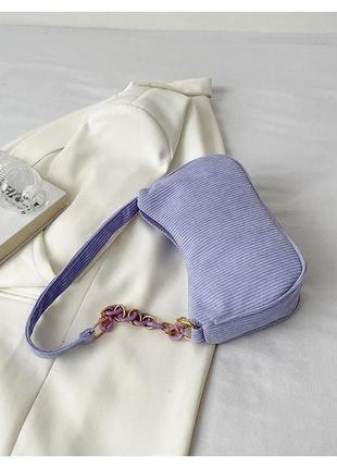 Сумка багет вельветова сумочка з короткою ручкою на плече з ланцюжком у стилі 2000х y2k клатч хобо вельвет рожева молочна чорна лаванда фісташка5 фото