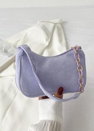 Сумка багет вельветова сумочка з короткою ручкою на плече з ланцюжком у стилі 2000х y2k клатч хобо вельвет рожева молочна чорна лаванда фісташка4 фото