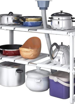 Багатофункціональний органайзер для зберігання під мийкою на кухню стелаж під техніку...