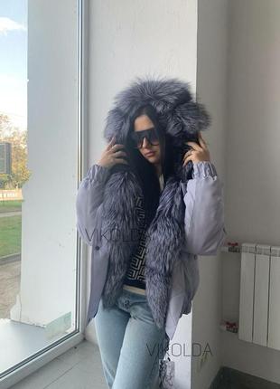 Жіноча куртка бомбер з натуральним хутром чорнобурки з 42 по 60 р