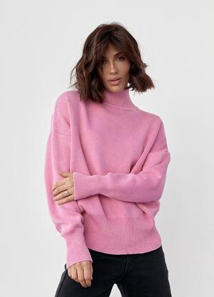 Женский свитер в технике тай-дай - розовый цвет, l (есть размеры)