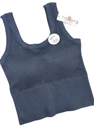 Удлиненный топ майка в рубчик