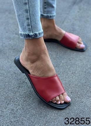 Шлепанцы женские кожаные 36-41 красные
